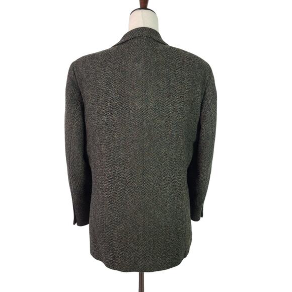 L.L. Bean Green Wool Tweed Quilted Liner Vintage USA Blazer Jacket Coat 10 P - Picture 3 of 7